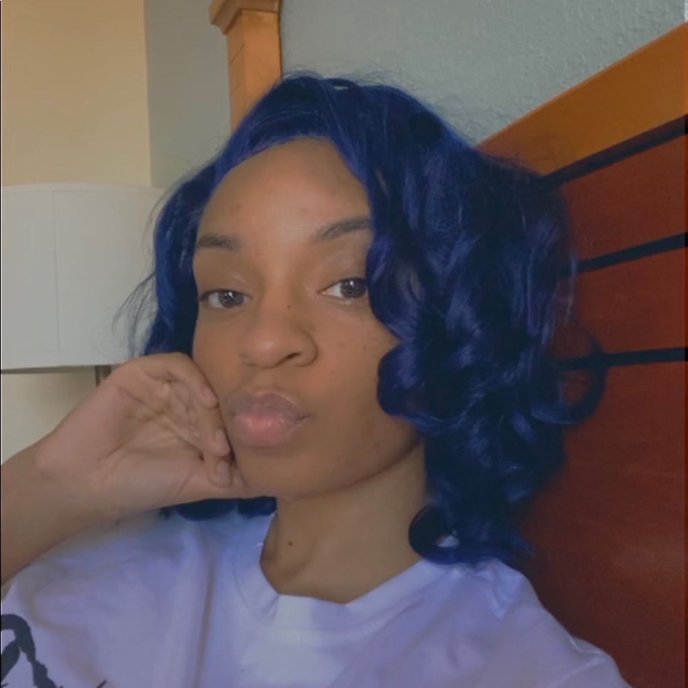 12” Blue Human Hair Unit